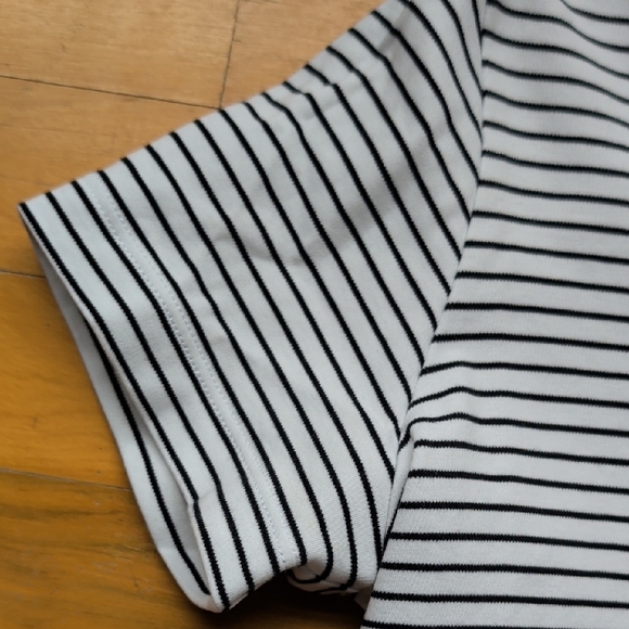 Babaton White and Navy Striped Crewneck Short Sleeve Tee - Picture 3 of 6